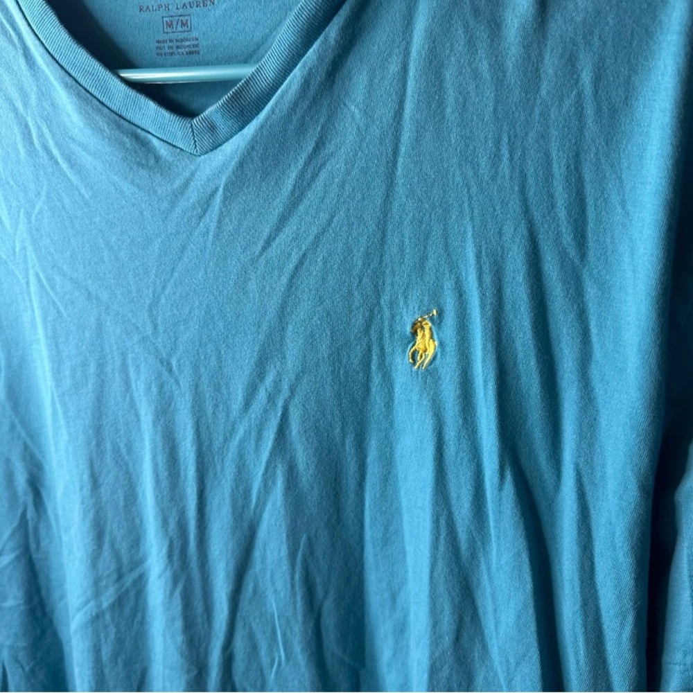 Mens Size Medium Polo Ralph Lauren Blue V Neck - Picture 2 of 5